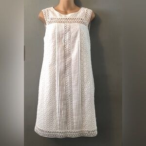 Adrianna Papell White Embroidered Lace Dress